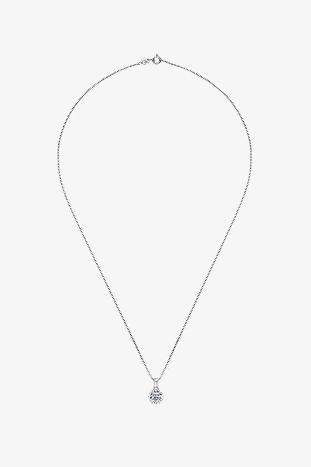 1 Carat Moissanite Pendant Platinum-Plated Necklace Moissanite - Tophatter Daily Deals